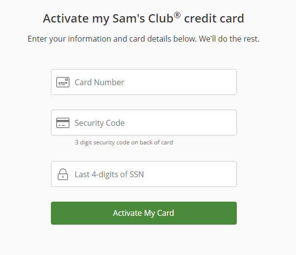 Activate Sam's Club Credit card